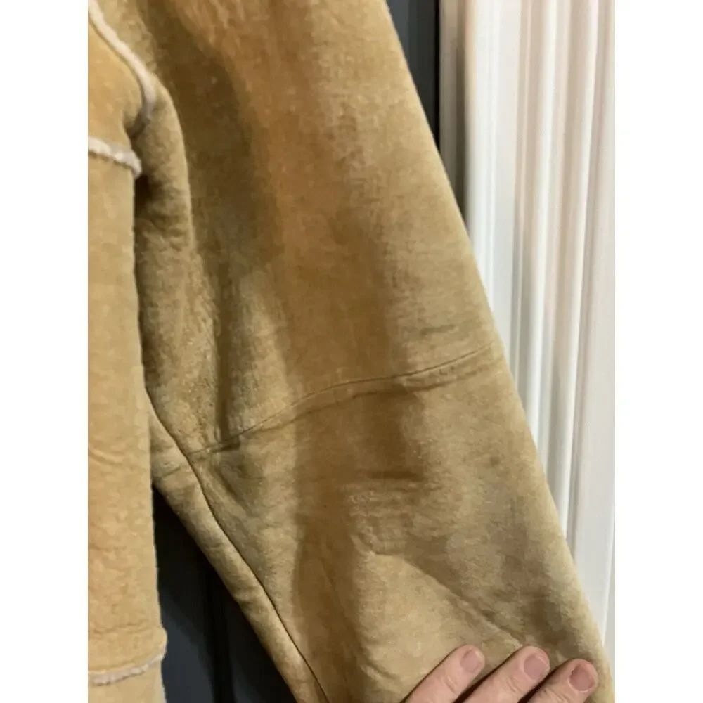 Vintage NY Classic Sports Suede Faux Fur Lined Shearling Jacket Size XL